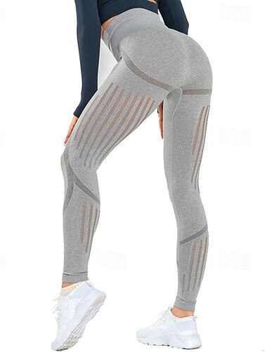  Dames Capri-legging Yoga legging Buikcontrole Hoge taille Sportschool Training Sportschoenen Kleding Onderlichaam Zwart Geel Roze Herfst Sport Sportkleding Strakke pasvorm