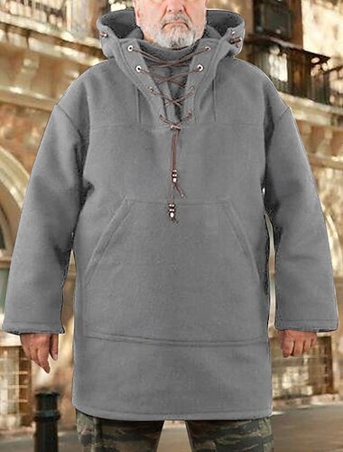  Men's Hoodie Apricot Red Blue Brown Gray Hooded Plain Lace up Pocket Sports & Outdoor Daily Holiday Polyester Streetwear Basic Casual Fall Winter Clothing Apparel Hoodies Sweatshirts