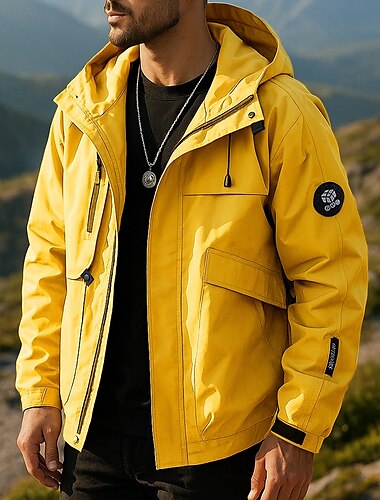  Herre Vindtett jakke Softshell jakke Utendørs Vanntett Vindtett Turantrekk Turklær Vår Høst Topper Camping / fotturer / grotting Løp Helfarge Svart Hvit Gul