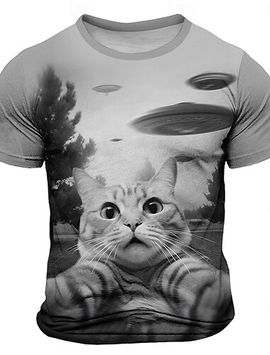  Férfi Állat 3D Vicces Póló Rövid ujjú póló 3D nyomtatás Terített nyak Ing Túlzott Dizájn Parti Utca Hétköznapi Heather Grey Medence Szürke Nyár Tavasz Minden évszak Ruházat S M L XL XXL XXXL