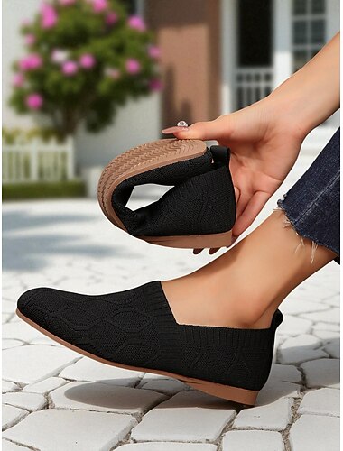  Sneakers comode slip-on bianche da donna – traspiranti, con punta larga, in Flyknit, per camminare, viaggiare, fare giardinaggio e commissioni quotidiane