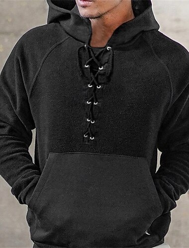  Pánské Kapuce Černá Námořnická modř Trávová zelená Kávová Kapuce Bez vzoru Šněrování Kapsy Tisk Sporty a outdoor Denní Dovolená Polyester Šik ven Základní Na běžné nošení Jaro Podzim Oblečení Mikiny