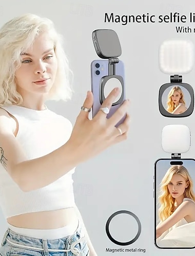  Negozio di tiro all'aperto, esplorazione, luce tascabile, specchio per il trucco pieghevole, luce per ritocchi, telefono cellulare, luce magnetica per selfie, luce per ritocchi di bellezza