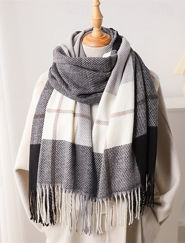  Per donna Sciarpa rettangolare Sciarpe da donna Streetwear Quotidiano Data Grigio Nero Marrone Sciarpa Plaid
