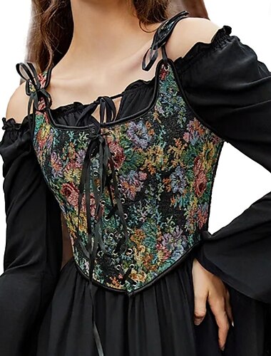  Retrò Vintage Medievale Rinascimento Corsetto Per donna Halloween Mascherata Festa a Tema Fiera Rinascimentale Festival Adulti Corsetto