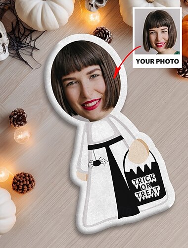  Cuscino Personalizzato con Faccia di Halloween Cuscino con Foto Minime Cuscino Umanoidale Divertente Regalo di Anniversario per Lui e Lei Mini Me Giocattolo