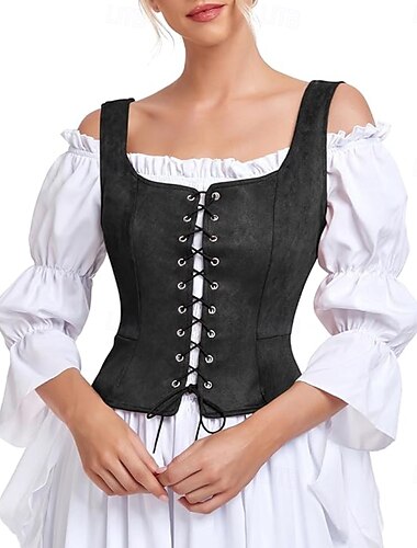  Retrò Vintage Medievale Rinascimento Corsetto Per donna Halloween Mascherata Festa a Tema Fiera Rinascimentale Festival Adulti Corsetto