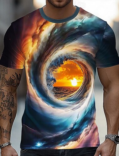  Per uomo Illusione ottica Oceano 3D Maglietta Manica Corta maglietta Stampa 3D Girocollo Camicia Esagerato Designer Feste Streetwear Casuale Bianco Giallo Blu Estate Primavera Tutte le stagioni