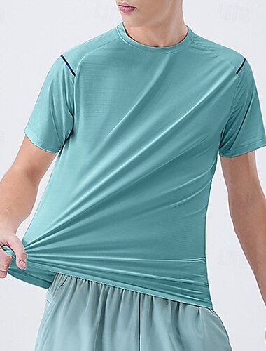  Herre Performance skjorte Sport-T-shirt Kortærmet Rund hals Toppe Udendørs Hurtigtørrende Svedreducerende lugtdæmpende Åndbart Polyester Sort Hvid Blå Fiskeri Tennis Løb