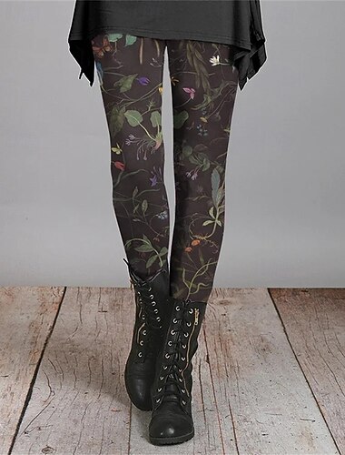  Per donna Pantaloni Leggings Leggings comodi Streetwear Casual Lunghezza intera Vita Alta Fiore Elastico in vita Stampato Traspirabilità Confortevole Elasticizzato Vacanza Streetwear Abbigliamento