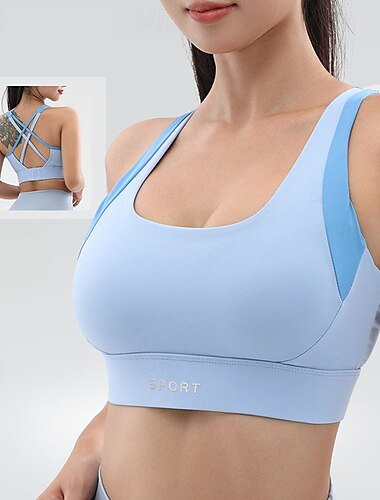  Women's Yoga Bra Sports Tank Top Pilates Bra Underwear High Supports Breathable Criss-Cross Back Solid / Plain Color Sport Activewear Black White Gym Pilates Running