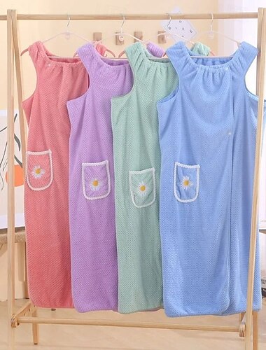  hurtigtørkende, absorberende, vanntett, bærbart badehåndkle i korallfleece, dusjomslag for kvinner, myk, fortykket, hurtigtørkende badekåpe, pyjamas