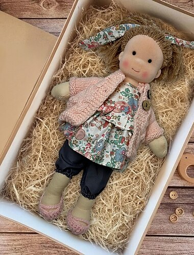  Handmade Waldorf Doll Baby Girl with Clothes Sets - 11.8 Inch Soft Plush Doll for Toddlers Ideal Christmas Gift for Kids