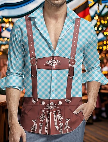  Oktoberfest Olut Nahkahousujen painatus Hawaii paidat Havaijilaispaita baijerilainen München Saksa Kuvitettu Käyttötarkoitus Miesten Aikuisten Karnevaali Oktoberfest-olut 3D-tulostus Loma Juhla