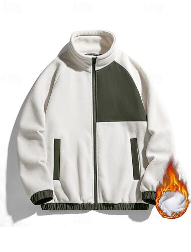  Hombre Chaqueta para exteriores Chaqueta para senderismo Chaqueta de lana Invierno Al aire libre Retazos Térmico Templado Camiseta Negro Blanco Caqui