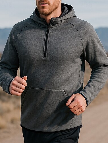  Męskie Bieganie na górze Bluza sportowa Kieszeń Quarter Zip Długi rękaw Top Athleisure Odprowadza wilgoć Oddychający Wędkarstwo Piesze wycieczki Bieganie Odzież sportowa Odzież sportowa Solidne kolory