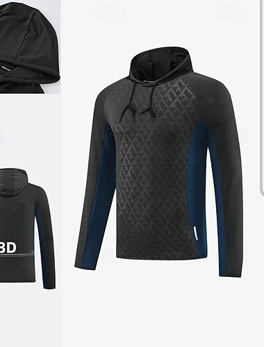  Herre Vandretop Sport-hættetrøje Langærmet Hætte Toppe Udendørs Hurtigtørrende Svedreducerende lugtdæmpende Åndbart Polyester Patchwork Mørkegrå Sort Rød Jagt Tennis Atletik