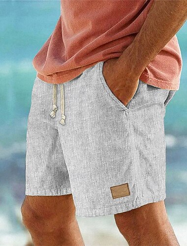  Homme Shorts Shorts en Lin Shorts d'été Shorts de plage Cordon de serrage Avec Poches Taille Élastique Uni Confort Respirant Court Plage Vacances Fête Hawaïen Boho Bleu Noir