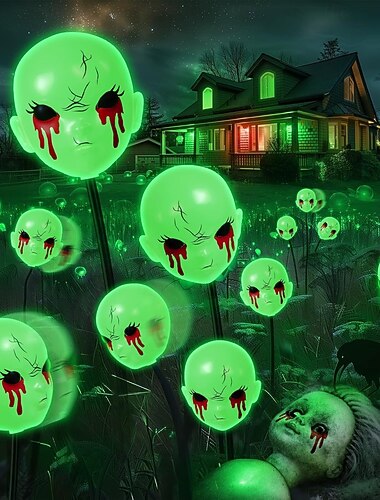  1 stuk Halloween buiten waterdichte zonne-spookschedel 6-koppige grondinzetlamp binnenplaats tuin gazon pad horror en vreemd decoratief licht landschapslicht