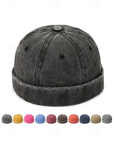  Men's Landlord Hat Black Yellow Wine Denim Cotton Daily Stylish Summer Spring Fall