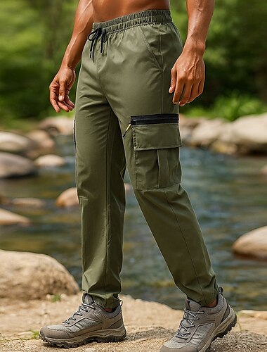  Hombre Pantalones cargo Pantalones para senderismo Pantalones de lluvia para senderismo Al aire libre Ajuste regular Impermeable Resistente al Viento Ligero Prendas de abajo Bolsillo Negro Verde