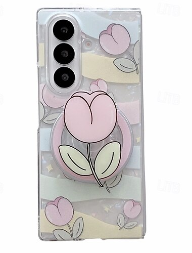  telefon Carcasă Pro Samsung Galaxy Z-sklad 7 Z Fold 6 Z Fold 5 Z Fold 4 Z Fold 3 Zadní kryt se stojánkem Magnetické s poutkem na zápěstí Květina Květinová