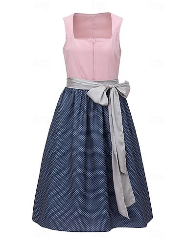  Oktoberfest Robe Dirndl Robes traditionnelles Femme de ménage Bavarois Allemand Prairies Femmes Tissu de style traditionnel Robe Tablier Sans chemisier