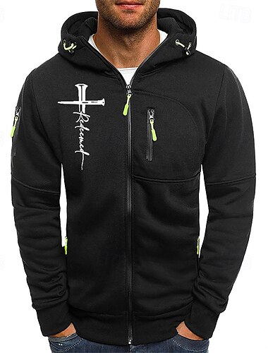 Men's Hoodie Full Zip Hoodie Black White Navy Blue Light Grey Dark Gray Hooded Cross Zipper Pocket Sports & Outdoor Daily Holiday Polyester Streetwear Basic Casual Spring Fall Clothing Apparel Hoodies