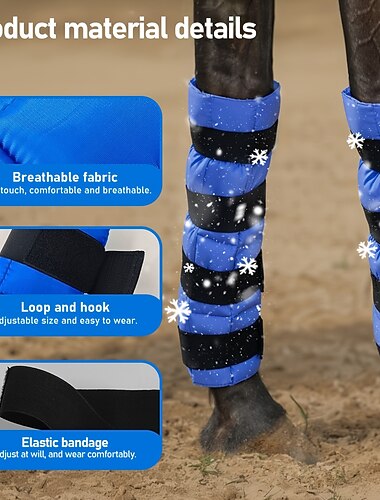 שקית קרח רב פעמית מפוליאסטר לסוס - מכסה קרח לברך ולרגל מלאה להחלמה מפציעה והרפיית שרירים - ציוד לסוסים   שקית קרח רב פעמית מפוליאסטר לסוס - מכסה קרח לברך ולרגל מלאה להחלמה מפציעה והרפיית שרירים - ציוד לסוסים