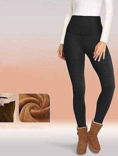  Dames Fleece Capri-legging Yoga legging Met zakken Warm Buikcontrole Hoge taille Sportschool Training Sportschoenen Kleding Onderlichaam Tie Dye Zwart Wit Bordeaux Sport Sportkleding Strakke pasvorm