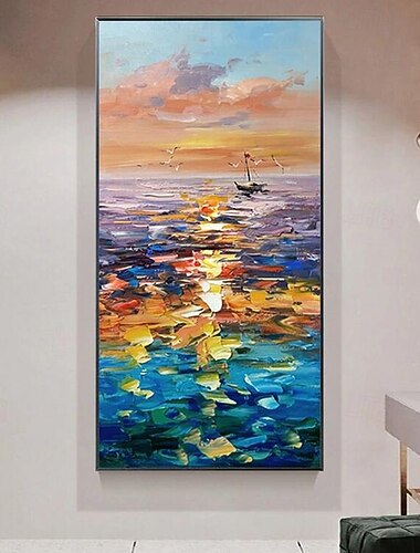  abstraktes Ölgemälde, moderne Kunst, dekoratives Gemälde, handgemalt, abstrakt, Meer, dickes Öl auf Leinwand, Gemälde für die Inneneinrichtung von Häusern und Hotels (ohne Rahmen)