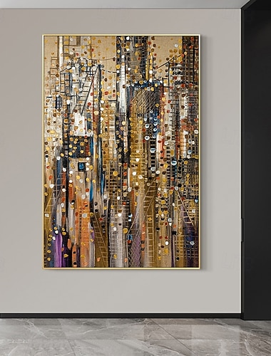  Handmade Oil Painting Canvas Wall Art Decoration Modern Abstract Architecture Home Decor Rolled Frameless Unstretched Painting