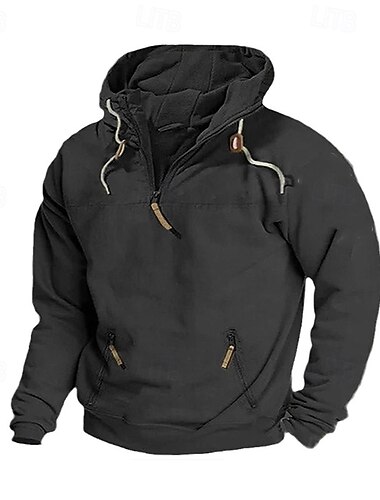  Pánské Kapuce Mikina se zipem na čtvrtletí Taktická mikina s kapucí Černá Armádní zelená Námořnická modř Velbloudí Kapuce Bez vzoru Kapsy Čtvrtletní zip Sporty a outdoor Ležérní Denní Šik ven Chladn