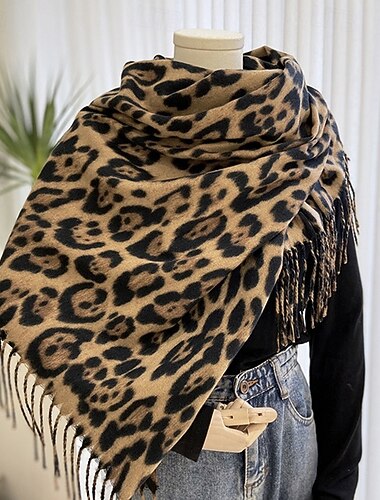  Dámské Obdélníkový šátek ulice Denní Rande Šedá Žlutá Khaki ŠÁLA Leopard