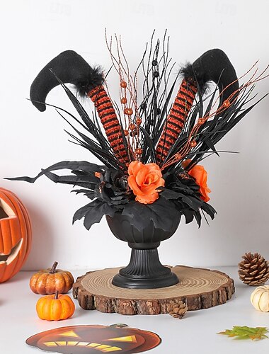  Decoração de plantador de bruxa de perna longa de Halloween, suporte de mesa assustador para casa mal-assombrada, vitrine, decoração de cena de atmosfera assustadora