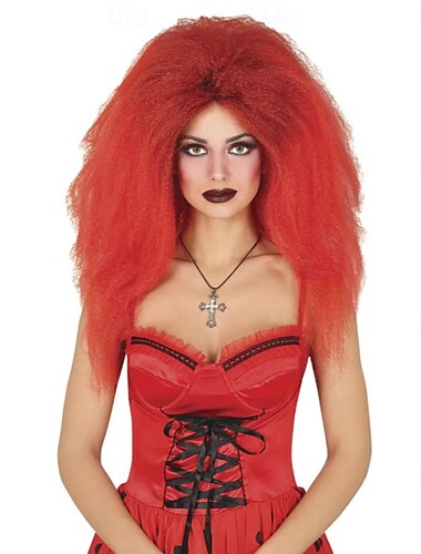  parrucca da diavolo rosso – capelli da diavolo infuocati per Halloween, cosplay, feste in maschera, giochi di ruolo ed eventi dark