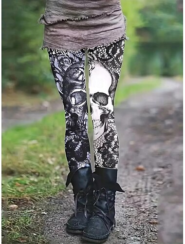  Halloween Γυναικείο Leggings Παντελόνι 3D Εκτύπωση Διακοπές Μόδα Casual Πλήρους Μήκους Ψηλόμεσο Λουλούδι Γραφικού Εκτύπωσης Αναπνεύσιμο Μαλακό Ελαστικό Διακοπές Casual Καθημερινό Ροβίνης Αυγού Σαπορτί