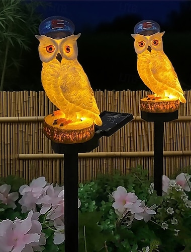  Solar Lawn Light Animal Shaped Light Owl Ground Plug Light Courtyard Decorative Light  1PC