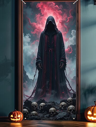  Halloween Deur Covers Dood God Deur Wandtapijt Deur Gordijn Decoratie Achtergrond Deur Banner voor Voordeur Boerderij Feestdag Party Binnen Buiten Decor Benodigdheden