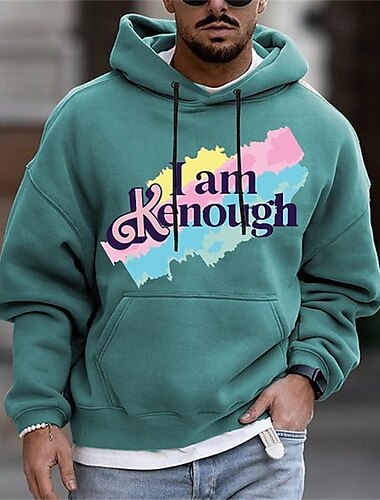  Men's Hoodie Black Red Blue Green Light Blue Hooded Letter Pocket Print Sports & Outdoor Daily Holiday Polyester Streetwear Basic Casual Spring Autumn / Fall Clothing Apparel Hoodies Sweatshirts