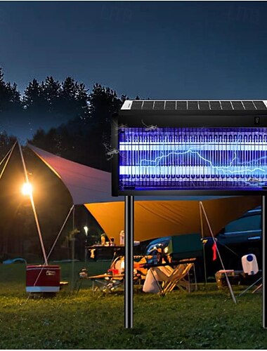  Solcelledrevet insektfanger utendørs, myggfanger vanntett elektrisk fluefanger oppladbar myggdreperlampe med 15w solcellepanel, trådløs fluefelle for bakgård, terrasse, hage, bobil, camping