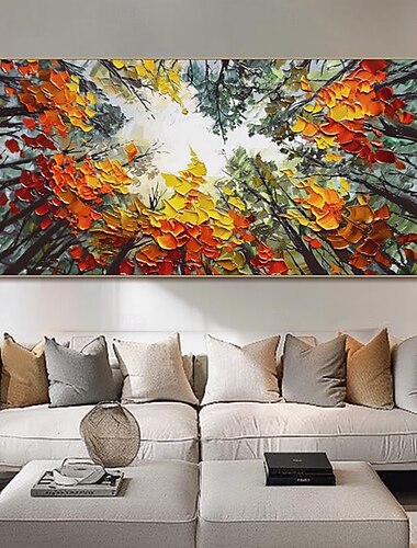  手作りの油絵キャンバス壁アート装飾モダンな抽象的な厚いナイフそびえ立つ木リビングルームホームデコレーションストレッチフレーム吊り下げ絵画/ロールキャンバス（フレームなし）