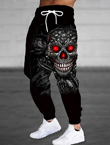  Pánské Mechanický Halloweenské kostýmy Lebky Tepláky Běžec Kalhoty Středně vysoký pas Stahovací šňůrka v pase Temný punk gotický Běhání Streetwear Cvičení Sportovní tepláky s kapsami Jaro Podzim 3D