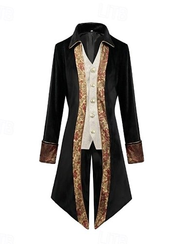  Punk & Gothique Médiéval Steampunk Manteau Costume de cosplay Smoking Vampire Gentleman Grande Taille Homme Royal Steampunk Carnaval Mascarade Performance Événement / Fête Cocktail Adulte Manteau