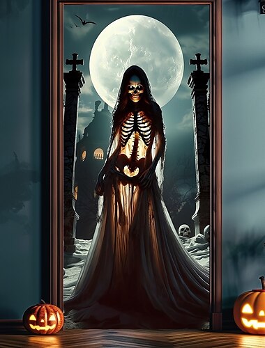  Halloween Deur Covers Deur Spook Bruid Wandtapijt Deur Gordijn Decoratie Achtergrond Deur Banner voor Voordeur Boerderij Vakantie Feest Binnen Buiten Decor Benodigdheden