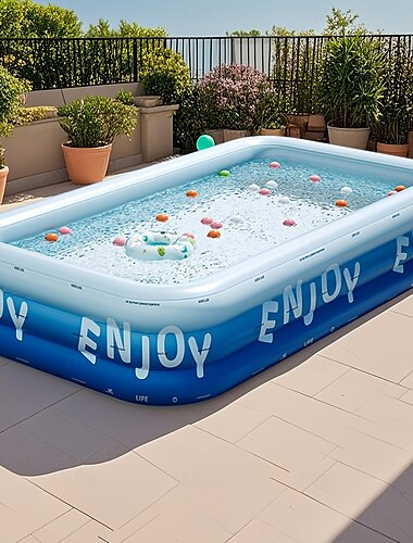  無料の膨張ツールを備えた大人用膨張式スイミングプール、家庭や家族向けの大きな屋外水遊び、週末の遊び、夏の水遊び