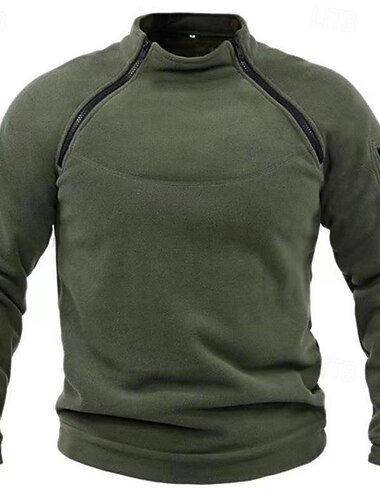  Męskie Bluza polarowa Góra turystyczna Bluza termiczna Długi rękaw Kołnierz stawiany Top Na wolnym powietrzu Keep Warm Zima Poliester Czarny Zieleń wojskowa Brązowy Trening Bieganie