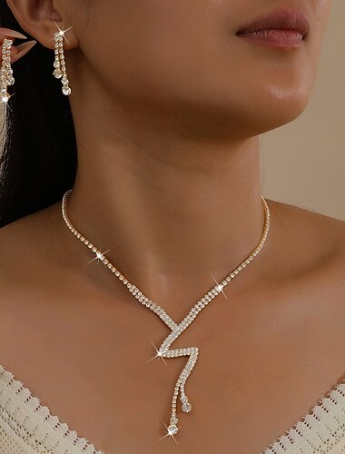  Brautschmuck-Sets 2 Zirkon Imitationsdiamant 1 Halskette Ohrringe Damen Elegant Personalisierte Klassisch Lieblich Klassisch Liebe Kostbar Schmuck-Set Für Hochzeit Geburtstag Geschenk