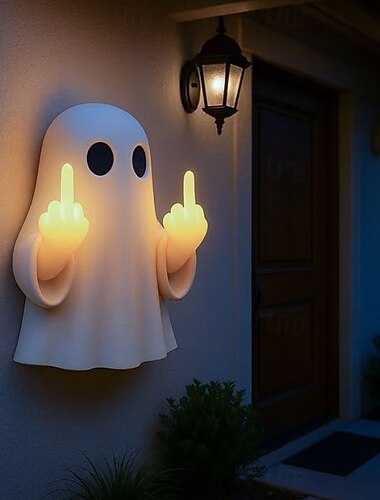  Lampada da notte a forma di dito fantasma di Halloween, statua di fantasma spettrale, graziosa lampada da notte a forma di dito, perfetta per interni. &decorazioni di Halloween per il portico