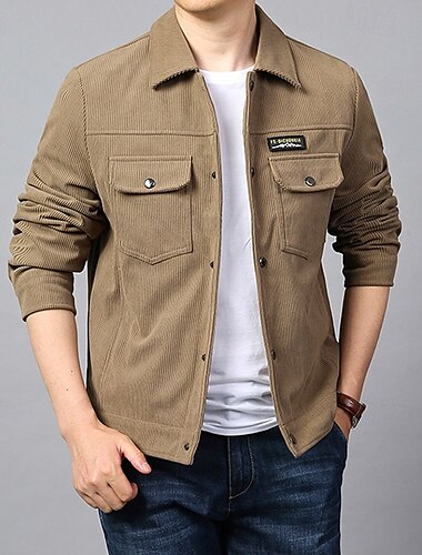  Miesten Kevyt takki Vakosamettitakki Cargo takki Rento takki Loma Päivittäin Pidä lämpimänä Tasku Kevät Syksy Tavallinen Muoti Klassinen Kauluskäänne Normaali Musta Apila Khaki Jackets